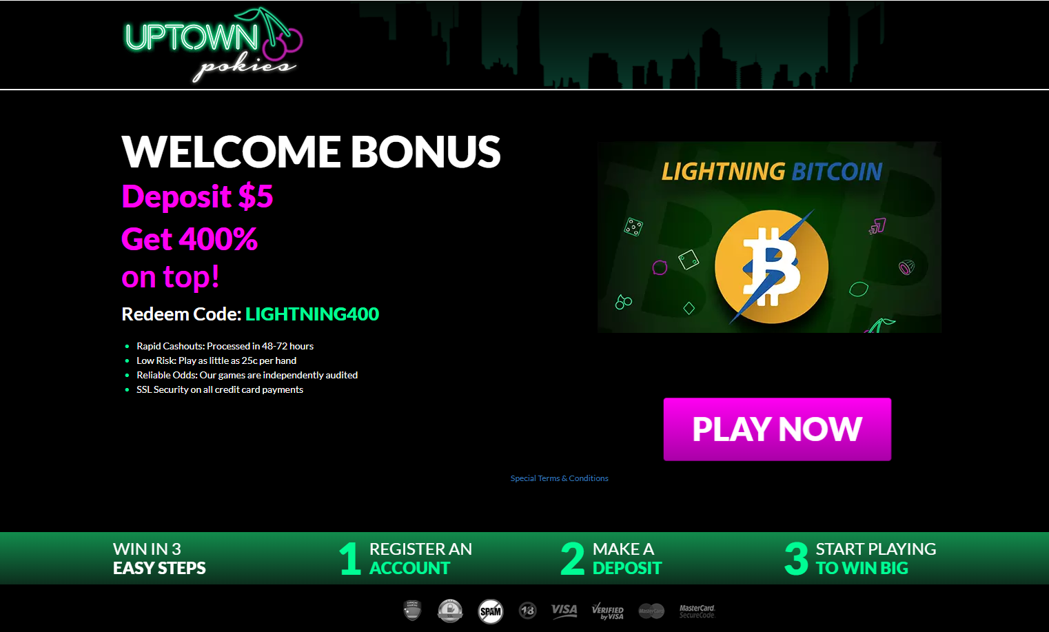 Grab your Uptown Pokies $5 bonus